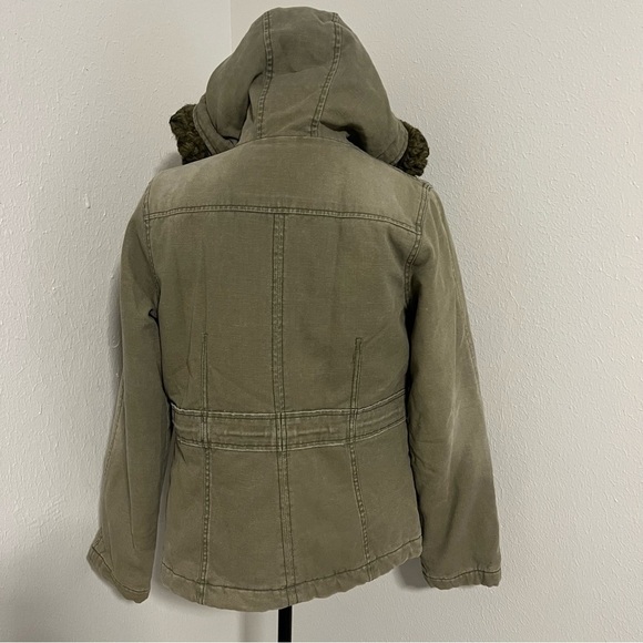 Abercrombie & Fitch Women's Parka Jacket Size Med Quilted Faux Fur Hood Vintage - Picture 5 of 13
